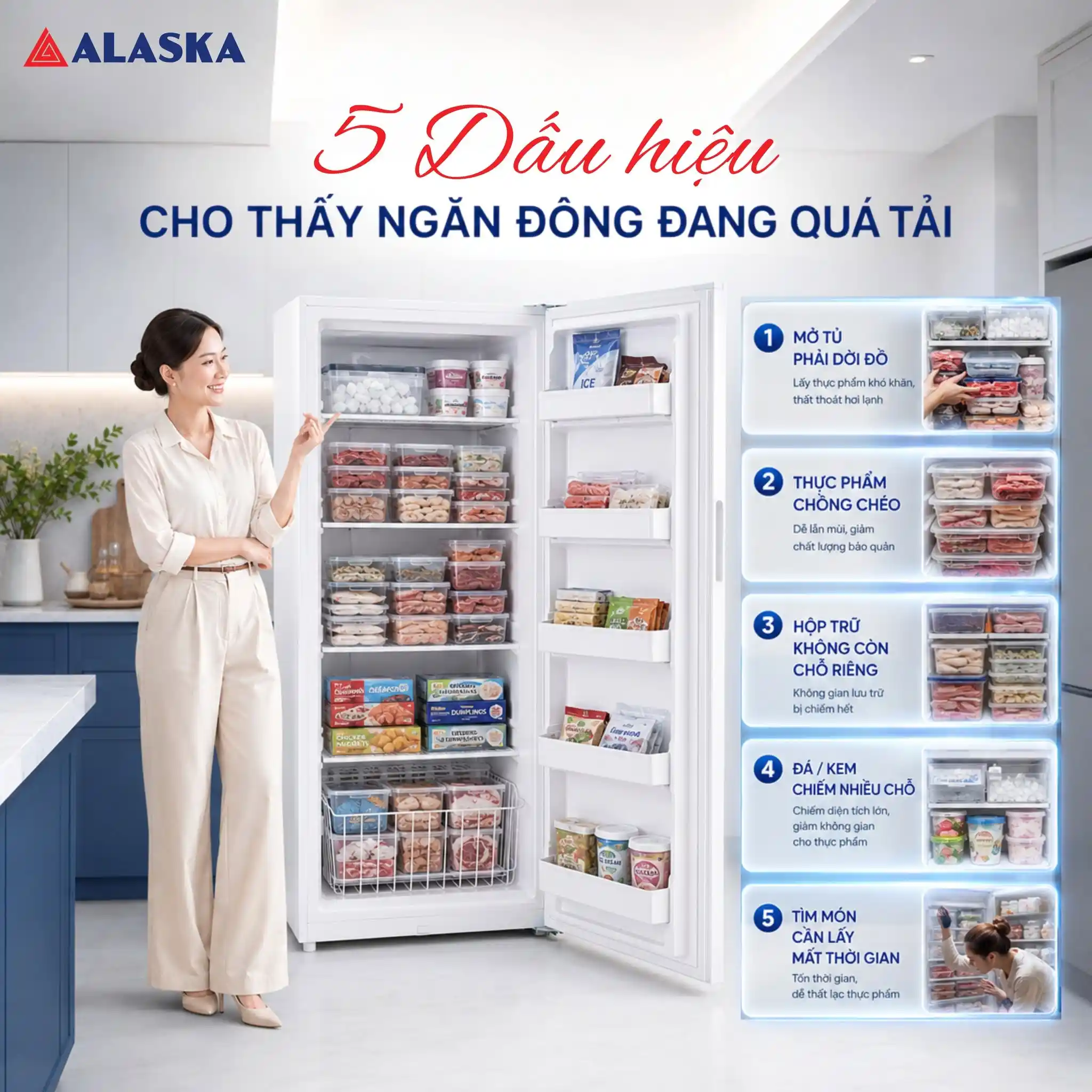 5 dấu hiệu cho thấy ngăn đông tủ đông tủ lạnh đang quá tải