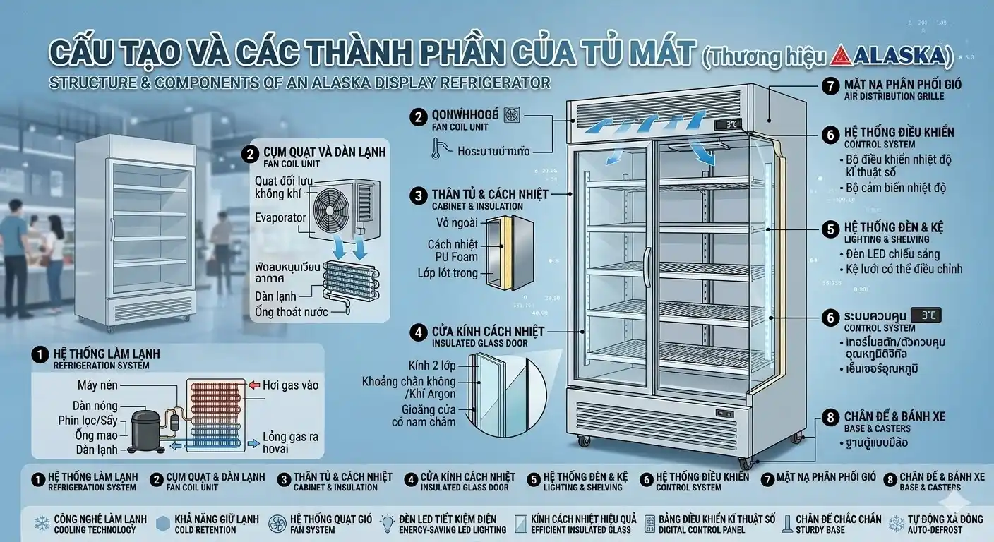 cấu tạo hiện đại nhất trên tủ mát alaska