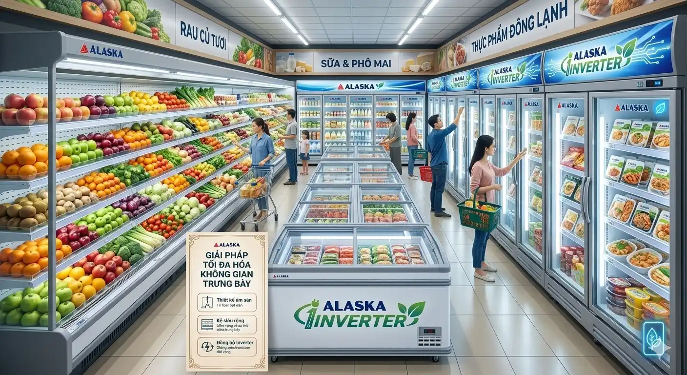Tủ mát siêu thị Alaska chuyên dụng trưng bày thực phẩm