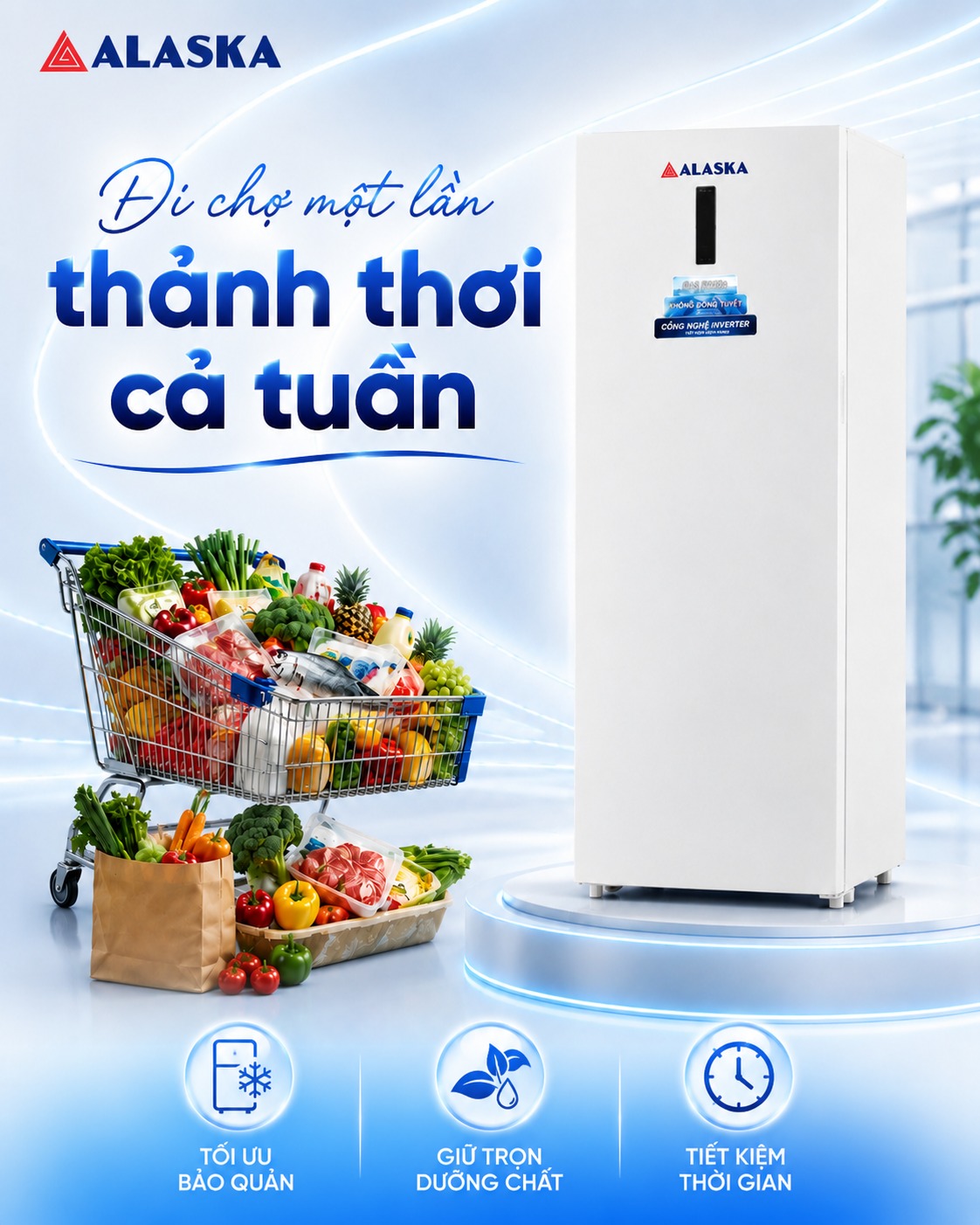 Tủ đông đứng Alaska IFI-390N giúp tối ưu bảo quản thực phẩm