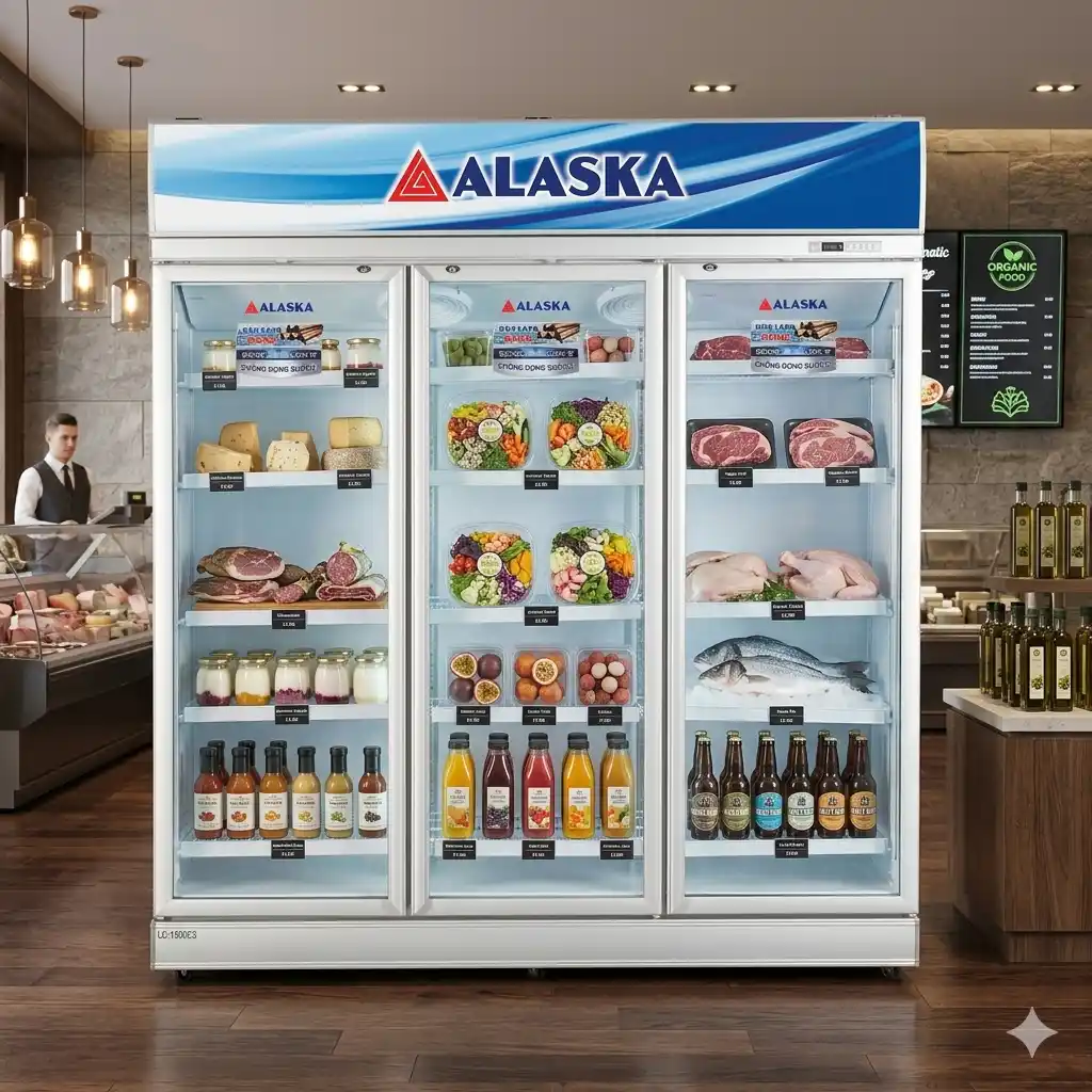Tủ mát Alaska trưng bày thực phẩm sạch