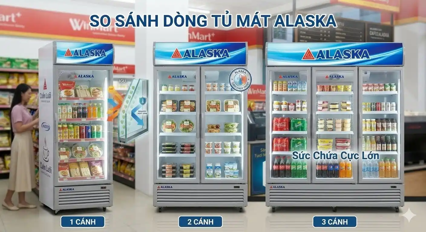 So sánh tủ mát Alaska 1, 2, 3 cánh