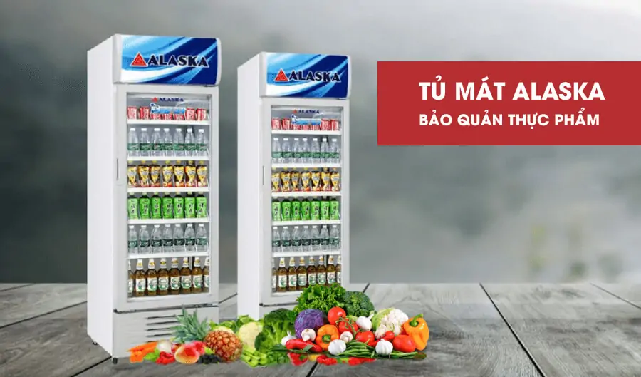Tủ mát Alaska trưng bày rau củ thực phẩm sạch