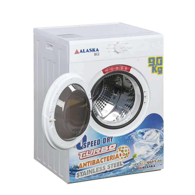 máy sấy quần áo alaska sử dụng điện trở bơm nhiệt alaska S90