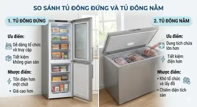 So sánh tủ đông đứng và tủ đông nằm