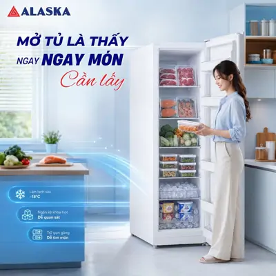 Tủ đông đứng Alaska IFI-390N: Mở tủ là thấy ngay món cần lấy
