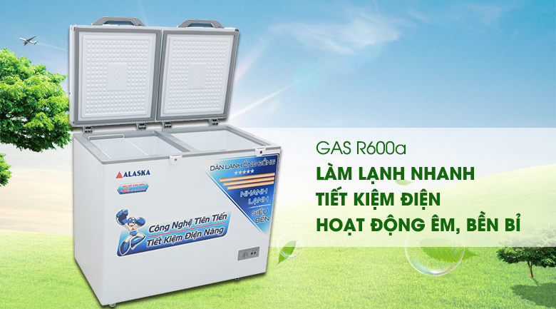 tủ đông alaska sử dụng gas R600A thân thiện với môi trường