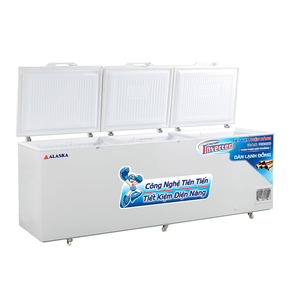 Thiết kế 3 nắp mở và lòng tủ thép của tủ đông Alaska HB-1100CI Inverter
