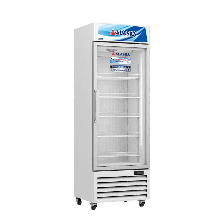 Tủ đông đứng mặt kính Alaska IF-350G dung tích 385 lít trưng bày hải sản kem
