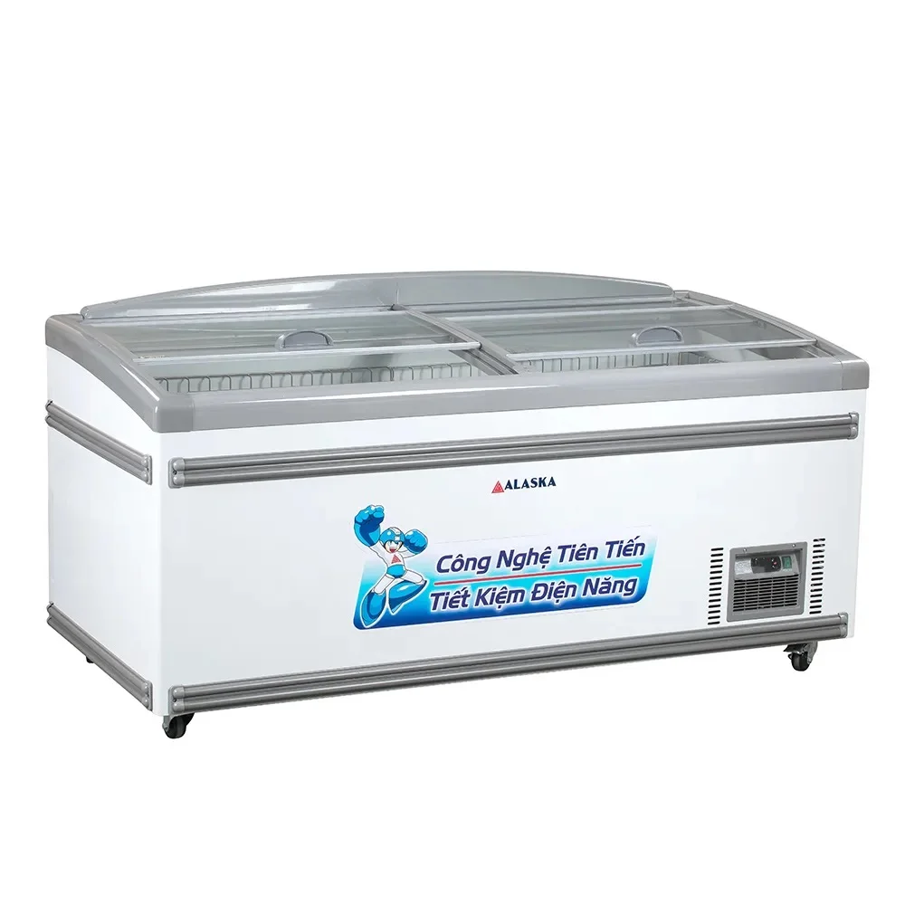 Thiết kế cửa kính trượt lên thông minh của tủ siêu thị Alaska KN-450