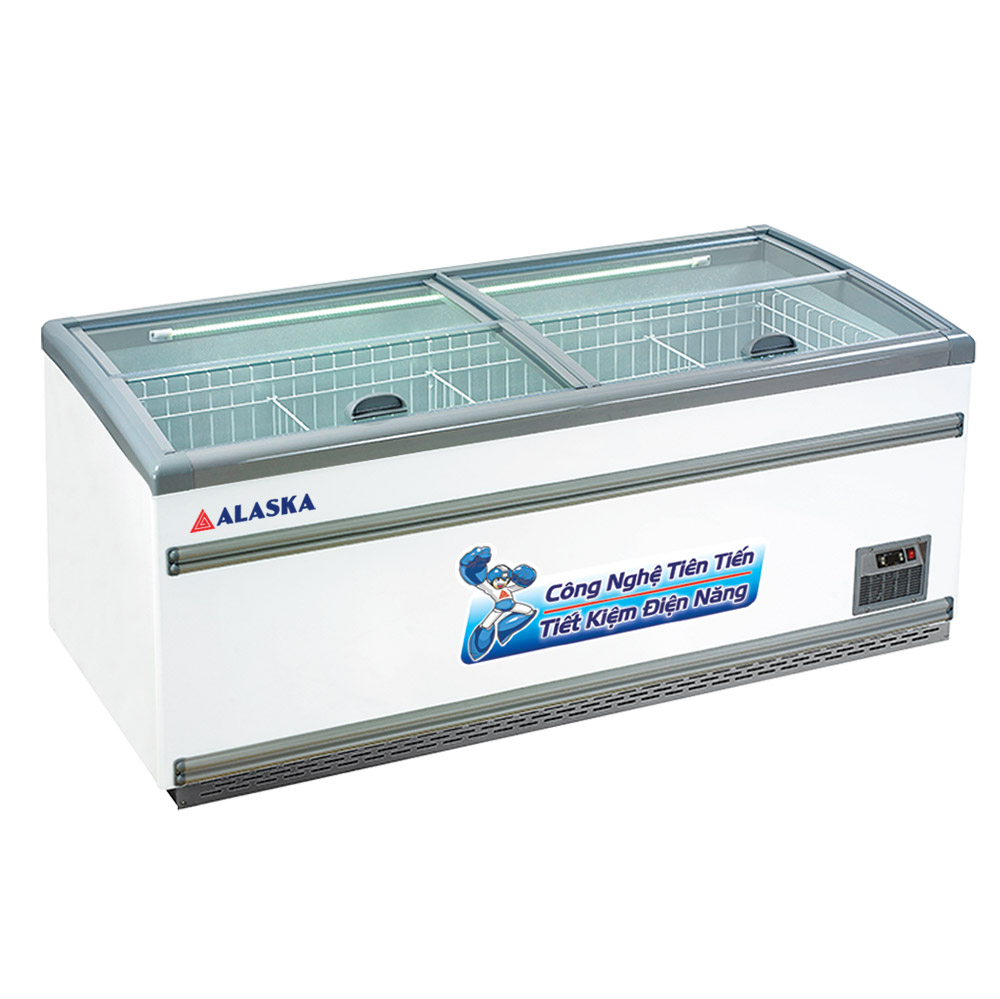 Tủ bày hàng kính phẳng Alaska KN-650 dung tích 1020 Lít trưng bày đảo siêu thị