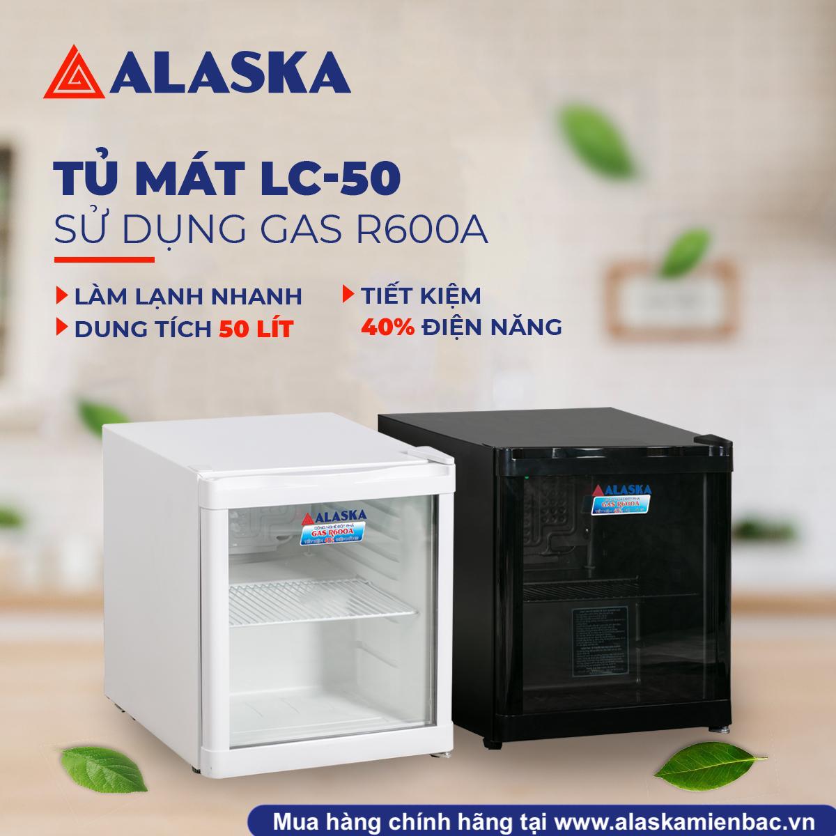 tủ mát Alaska 50 lít màu đen dùng trong khách sạn nhà nghỉ, đựng mỹ phẩm