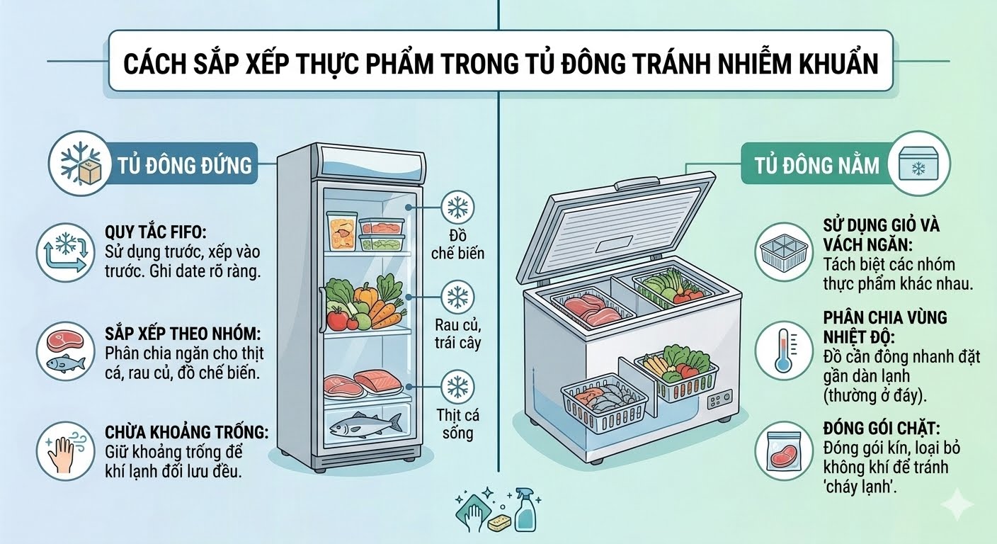 Sử dụng hộp lưu trữ cho thực phẩm trong tủ đông Alaska