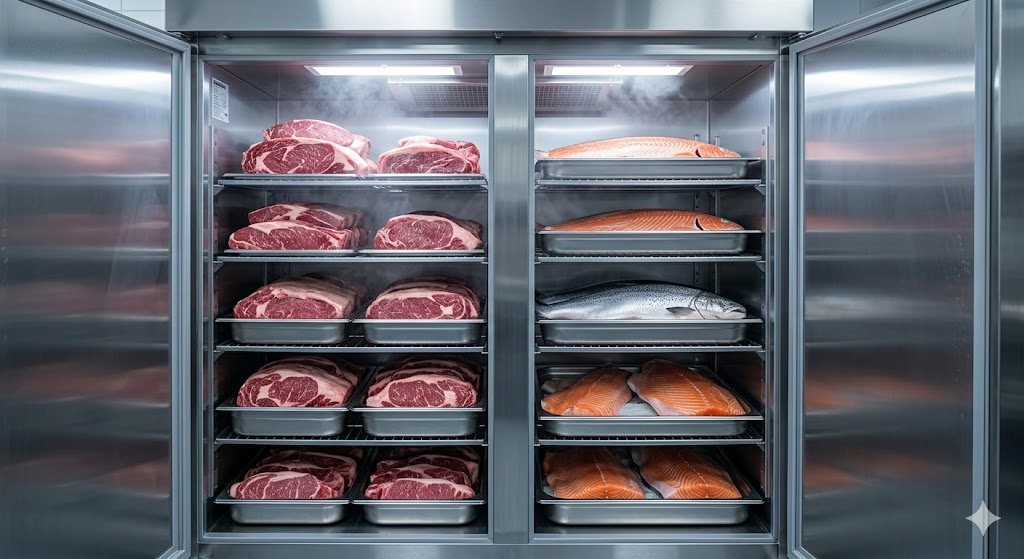 Tủ đông Inox công nghiệp Alaska sử dụng trong bếp nhà hàng chuyên nghiệp